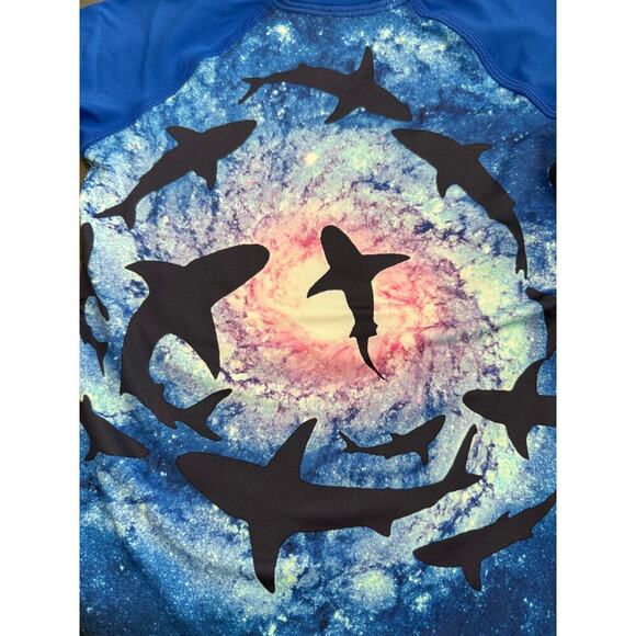 NWOT Lands’ End Size XXS 2-3 Blue Toddler Kid Swim Shirt Rash Guard Shark Galaxy - Picture 4 of 4